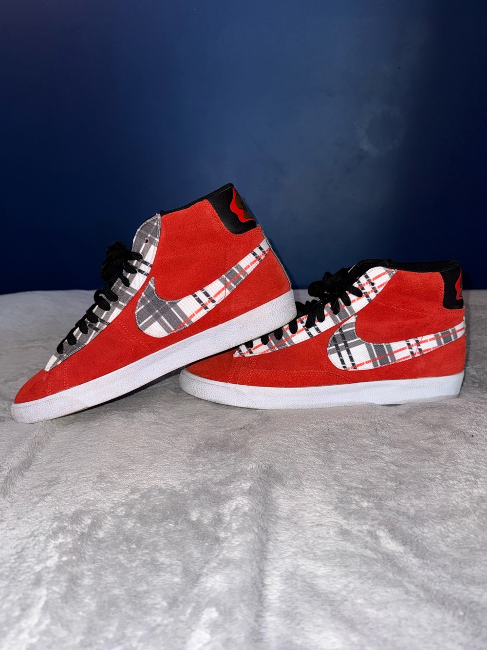 Mens Nike Blazer Mid Premium Ben Simmons Plaid Red Suede